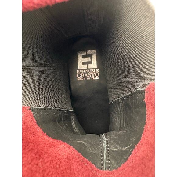 Emanuele Crasto Italian Burgundy Suede Leather Ankle Boots Size 9 - Picture 7 of 7